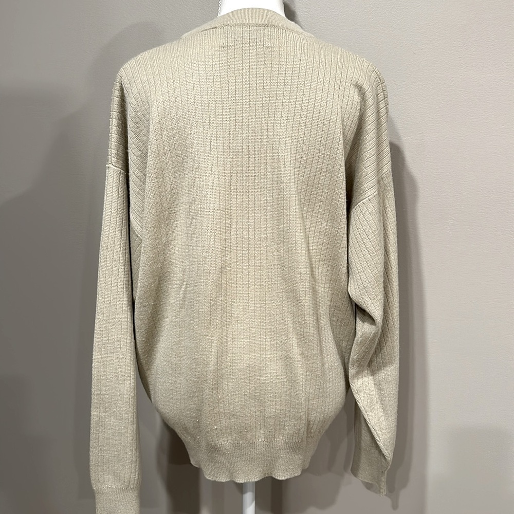 Mens WOODS & Gray Cardigan Sweater Cream Oversized/Relaxed Casual Timeless Cozy - Picture 2 of 7
